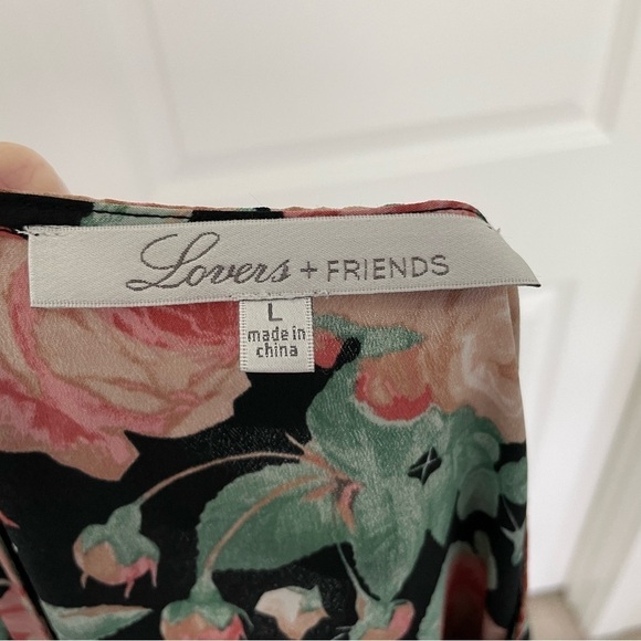 Lovers + Friends Pink Rose Print Long Drop Waist Dress Size L Bloomcore - Picture 7 of 7